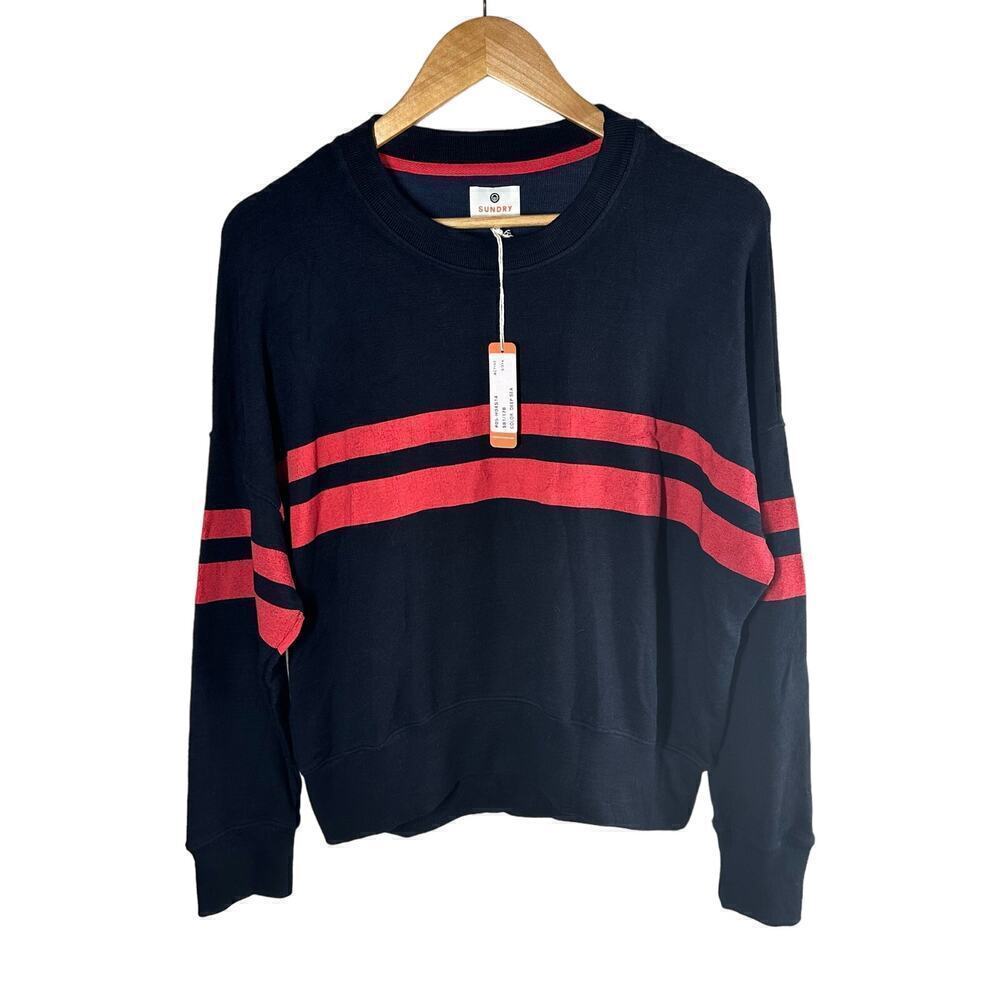 Sundry Lea Oversized Soft Knit Sweatshirt Size Small Deep Sea